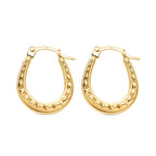 9K Yellow Gold Patterned Creole Earring With Clasp