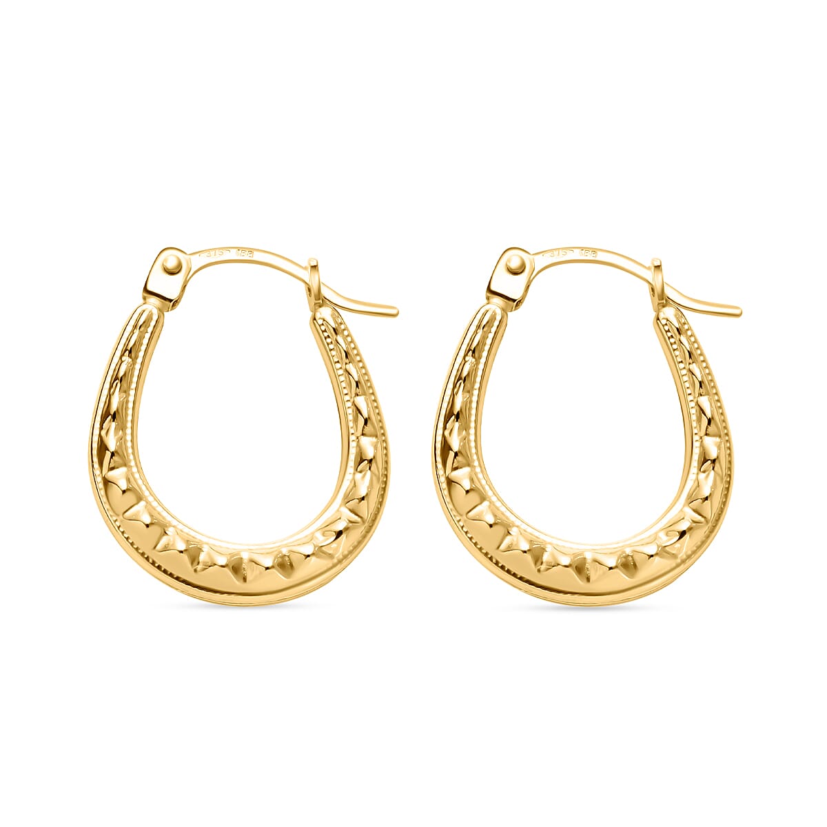 9K Yellow Gold Patterned Creole Earring With Clasp 8024964 4