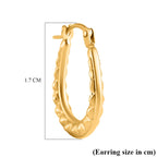 9K Yellow Gold Patterned Creole Earring With Clasp