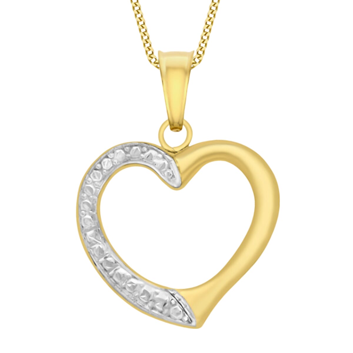 Close Out Deal - 9K Yellow Gold Two Tone Open Heart Pendant 7766870 0