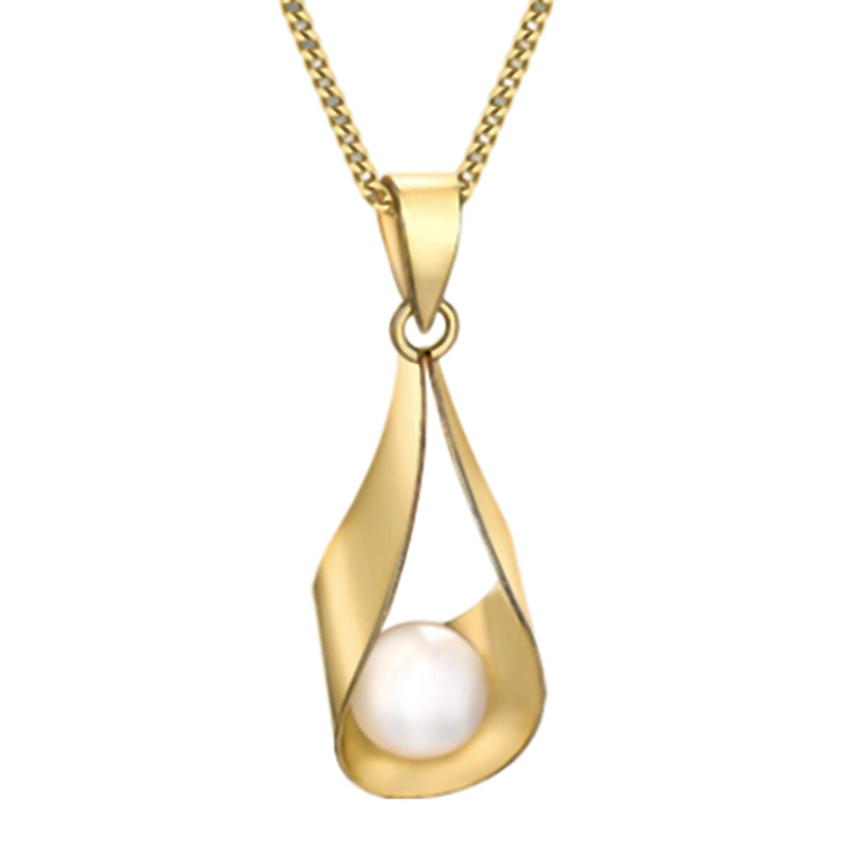 Vicenza Closeout - 9K Yellow Gold Pearl Sling Pendant 7783099 0