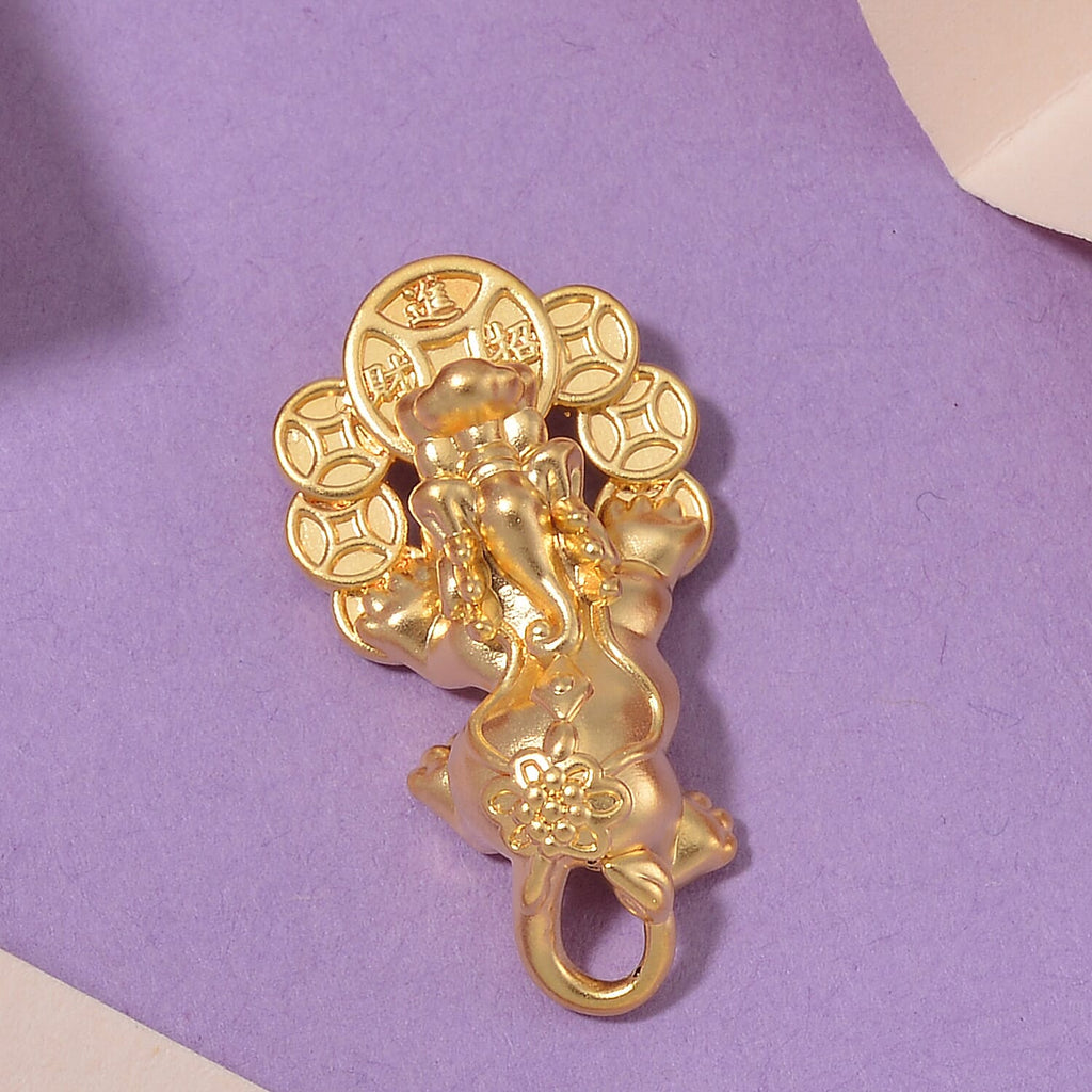 9K Yellow Gold Pixiu Pendant (27X15mm)