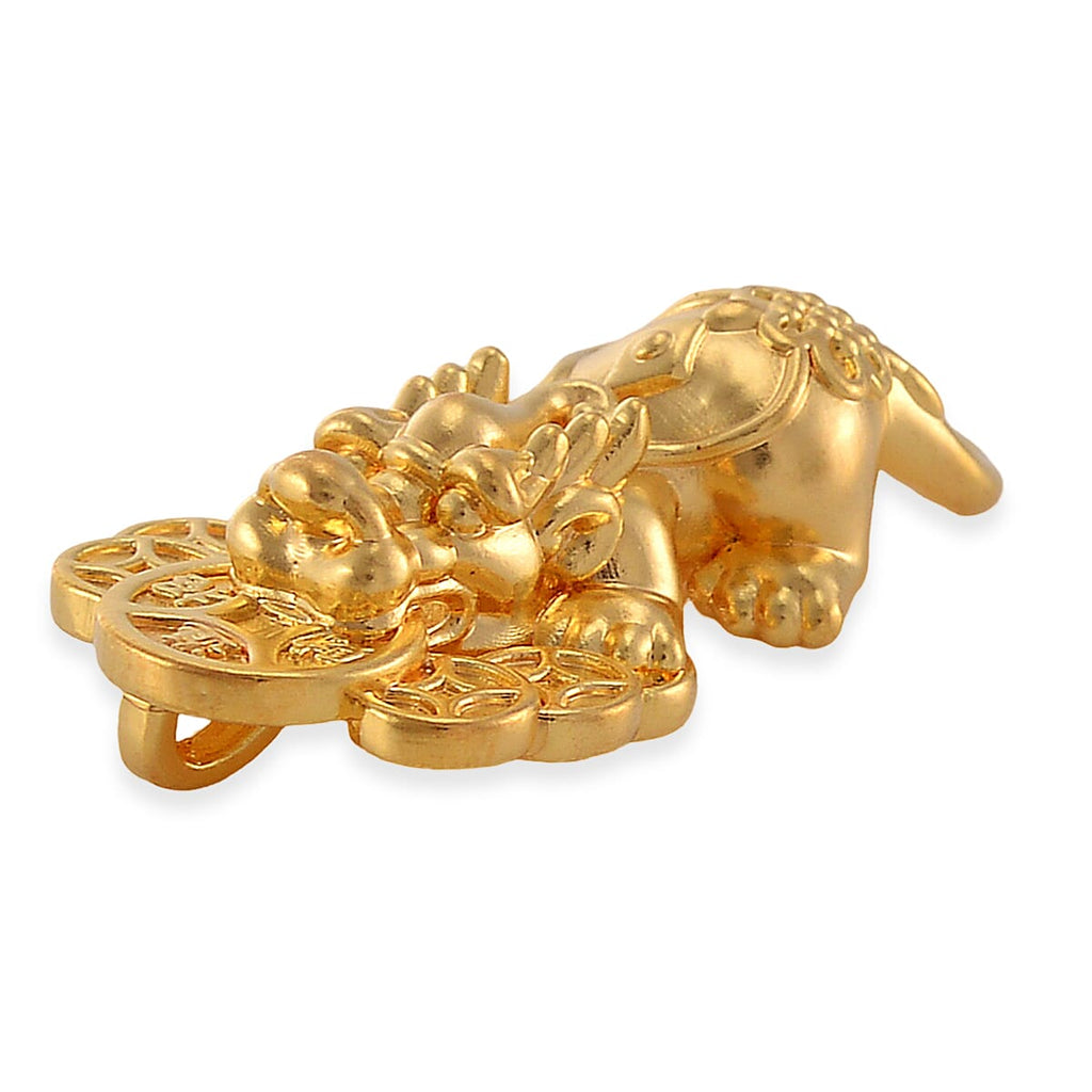 9K Yellow Gold Pixiu Pendant (27X15mm)