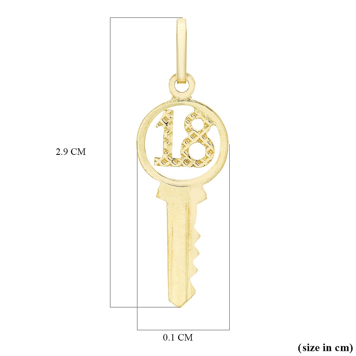 9K Yellow Gold Key Pendant 7711398 1