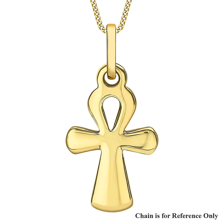 9K Yellow Gold 11.5mm x 24mm Ankh Cross Pendant 7343706 1