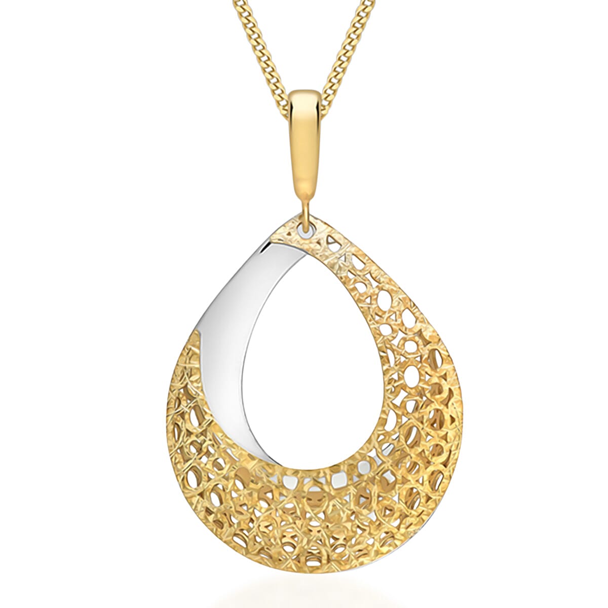 9K Yellow &amp; White Gold Pear Drop Pendant 8312999 0