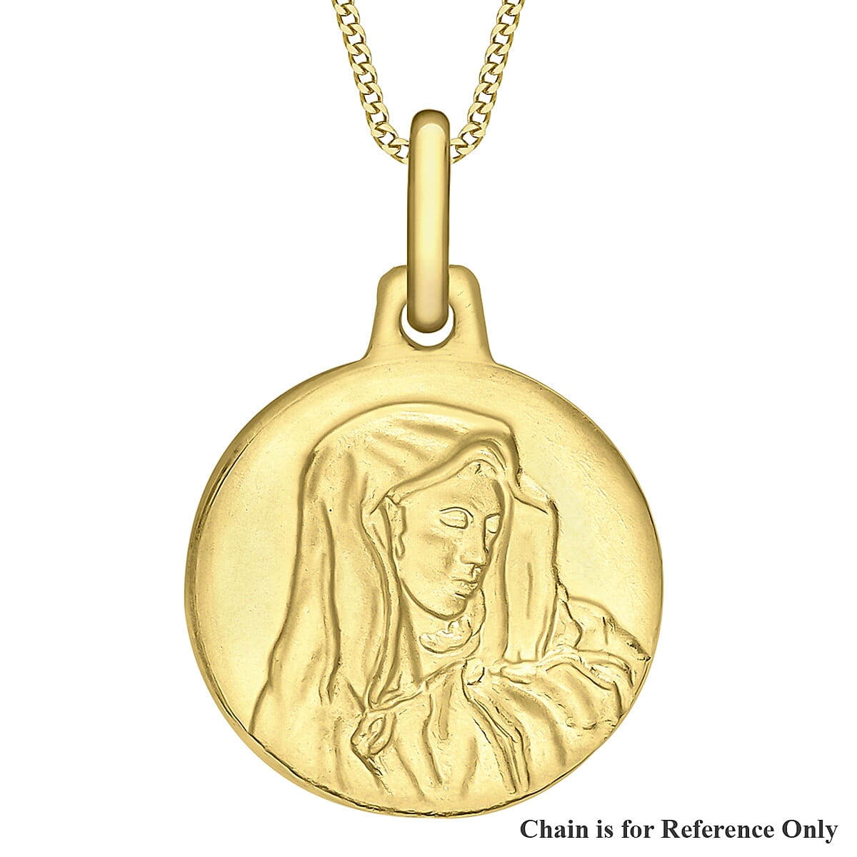9K Yellow Gold 12mm Holy Mary Disc Pendant 7343703 0
