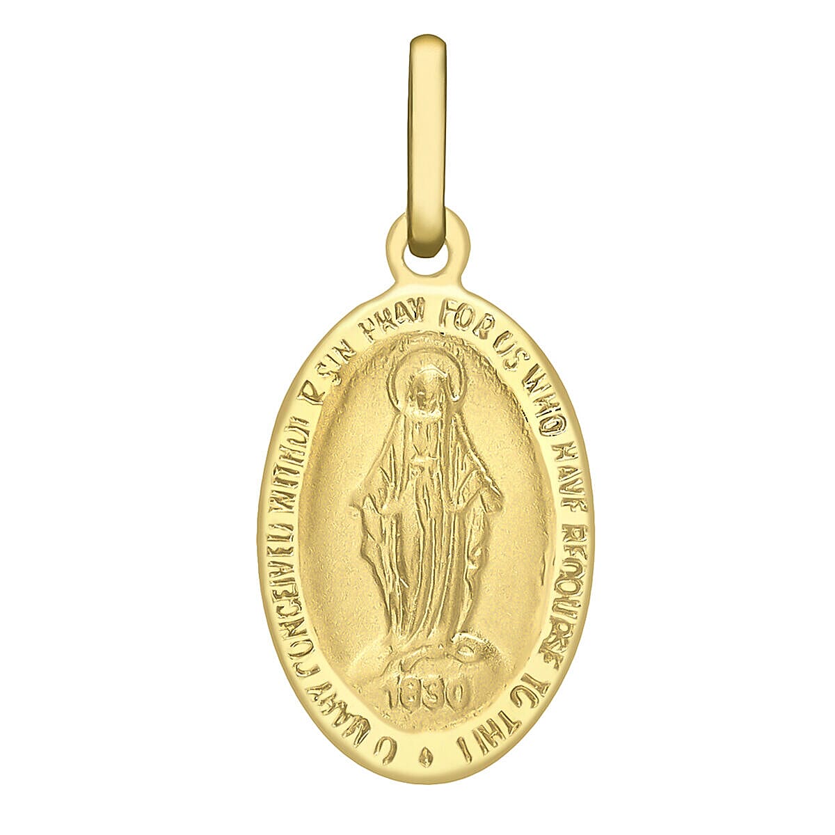 9K Yellow Gold 11mm x 23mm Holy Mary Oval Reversible Pendant 7343901 0