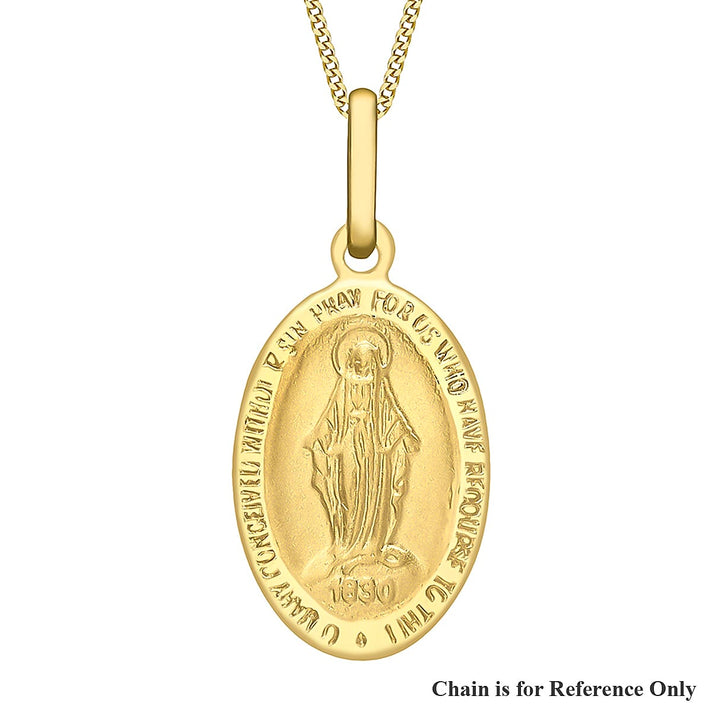 9K Yellow Gold 11mm x 23mm Holy Mary Oval Reversible Pendant 7343901 2