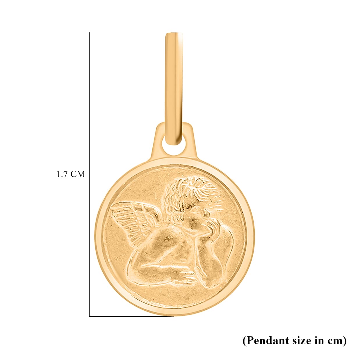 9K Yellow Gold 10mm Angel Round Medal Satin Pendant 7343683 3