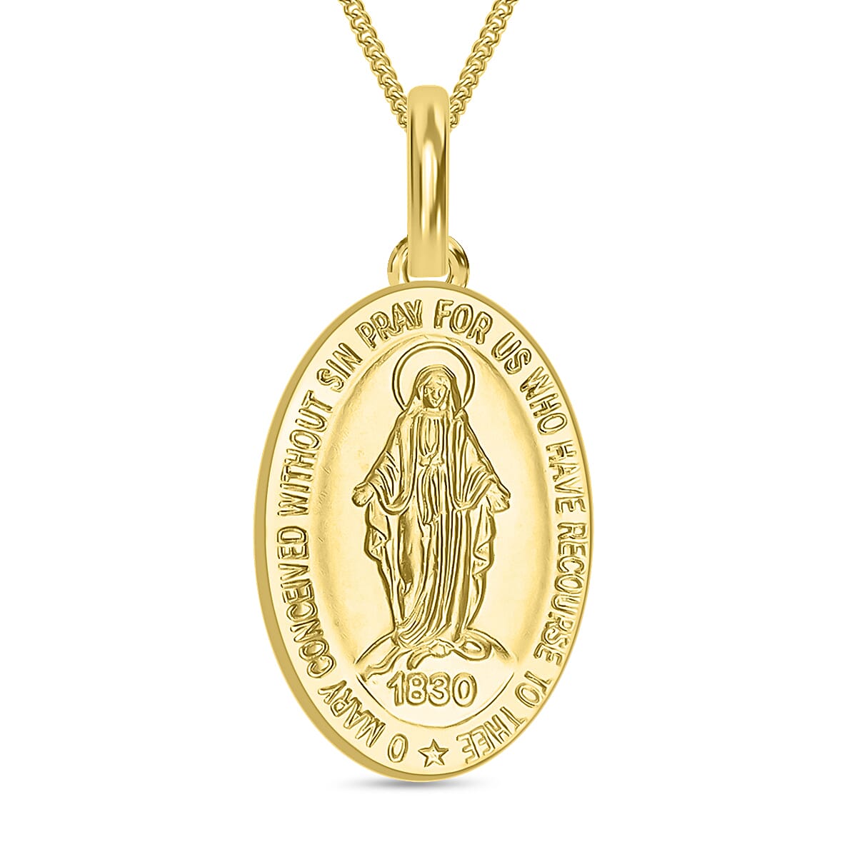9K Yellow Gold 13mm x 28mm Holy Mary Oval Reversible Pendant 7343902 0