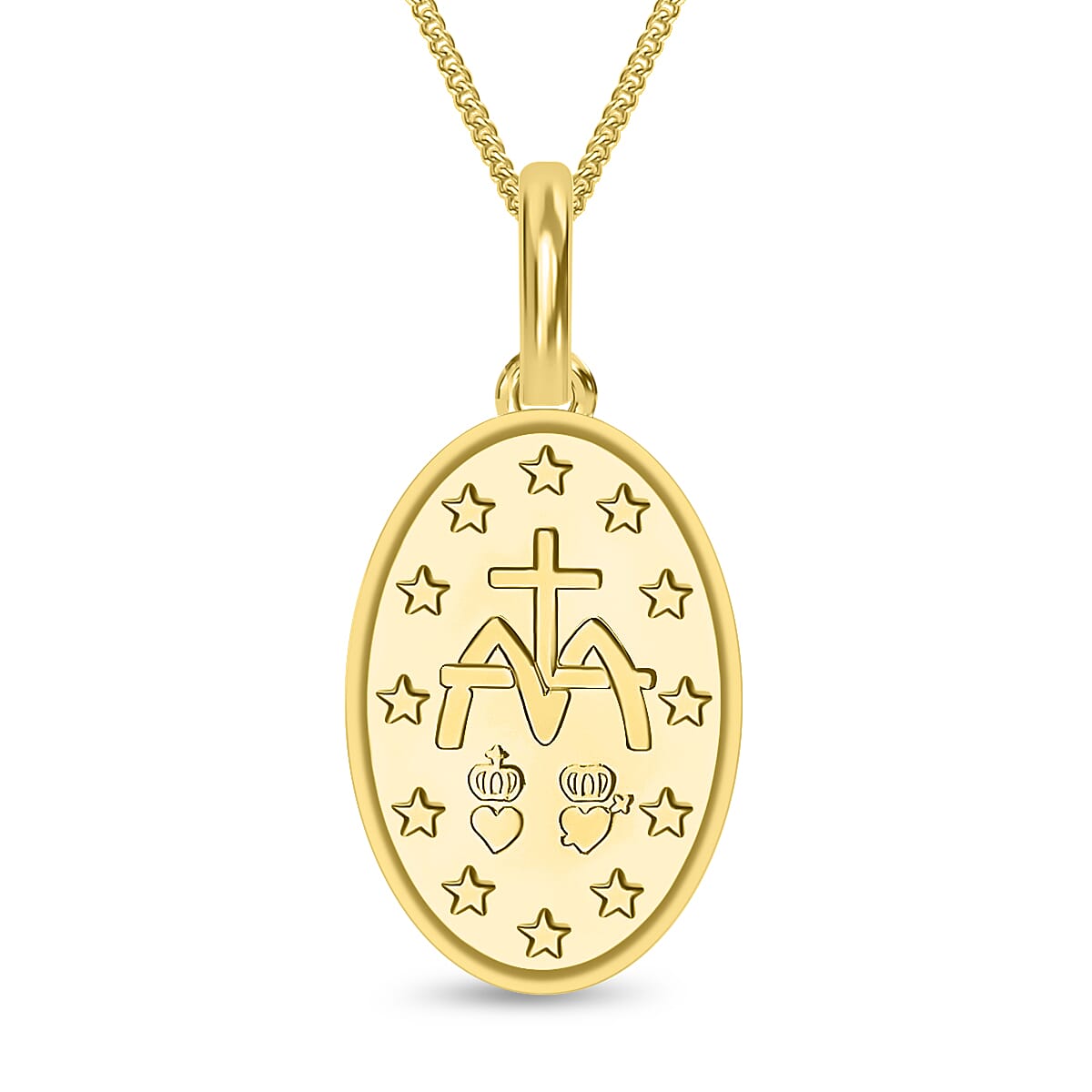 9K Yellow Gold 13mm x 28mm Holy Mary Oval Reversible Pendant 7343902 4