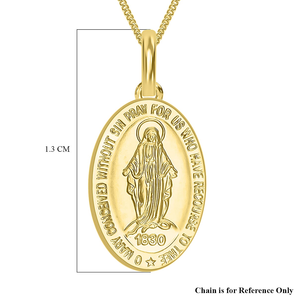 9K Yellow Gold 13mm x 28mm Holy Mary Oval Reversible Pendant 7343902 5