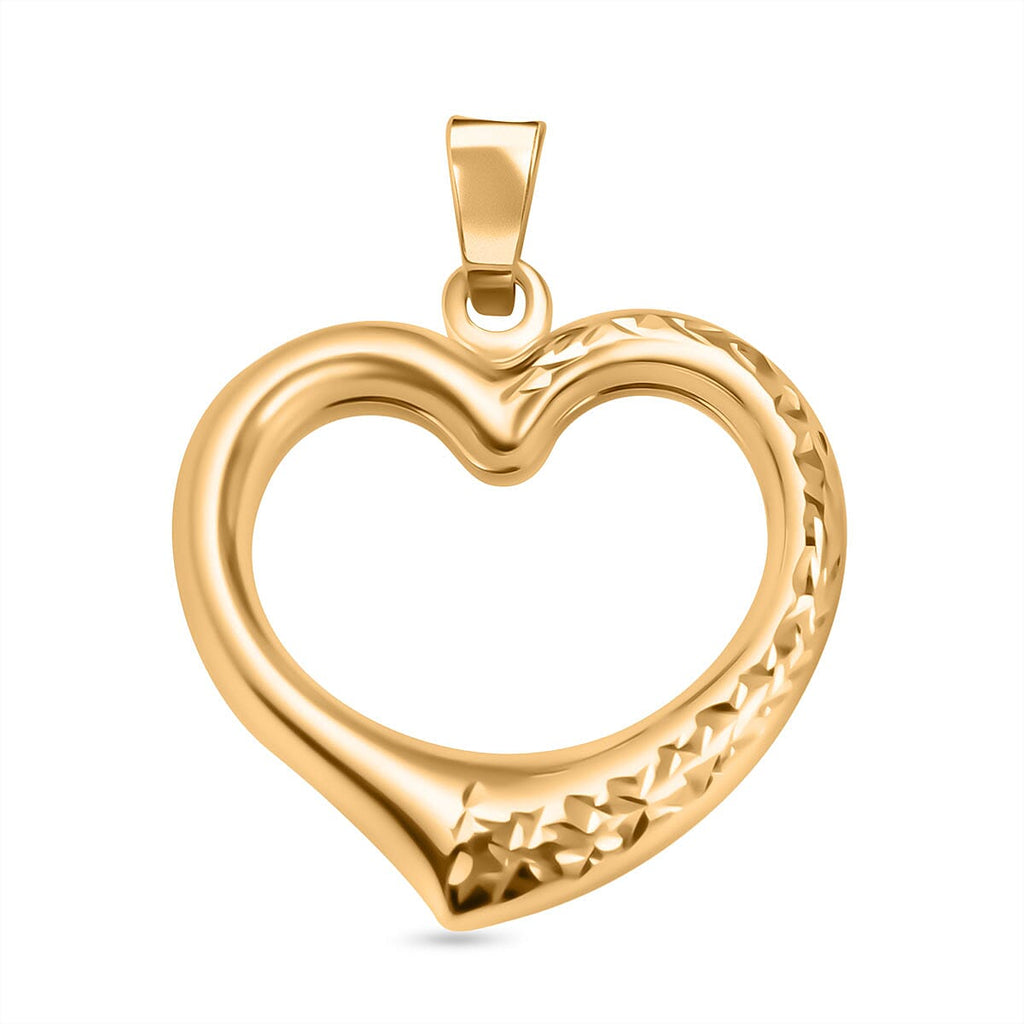 Ottoman Treasures - 9K Yellow Gold Textured Open Heart Pendant