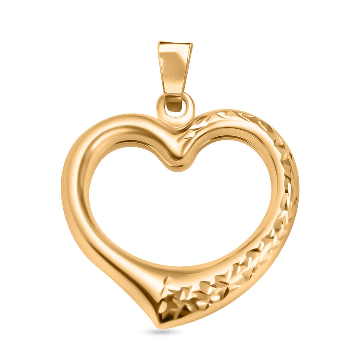 Ottoman Treasures - 9K Yellow Gold Textured Open Heart Pendant 7757076 0