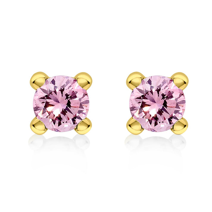 9K Yellow Gold Yellow Cubic Zirconia 4mm Solitaire Stud Earrings 7237316 1