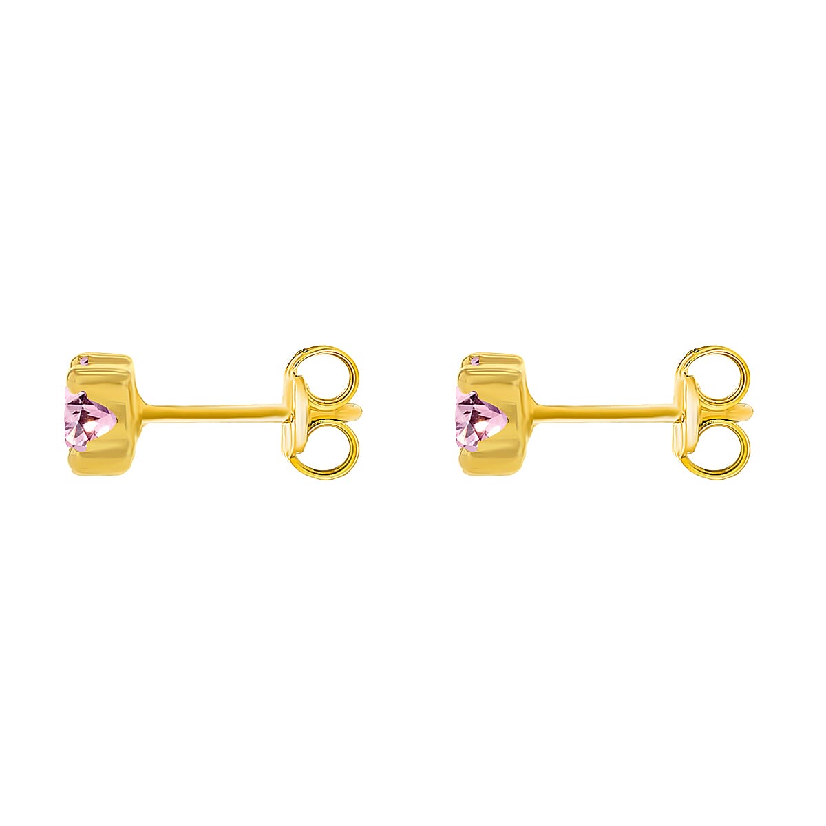 9K Yellow Gold Pink Cubic Zirconia 4mm Solitaire Stud Earrings 7237308 2