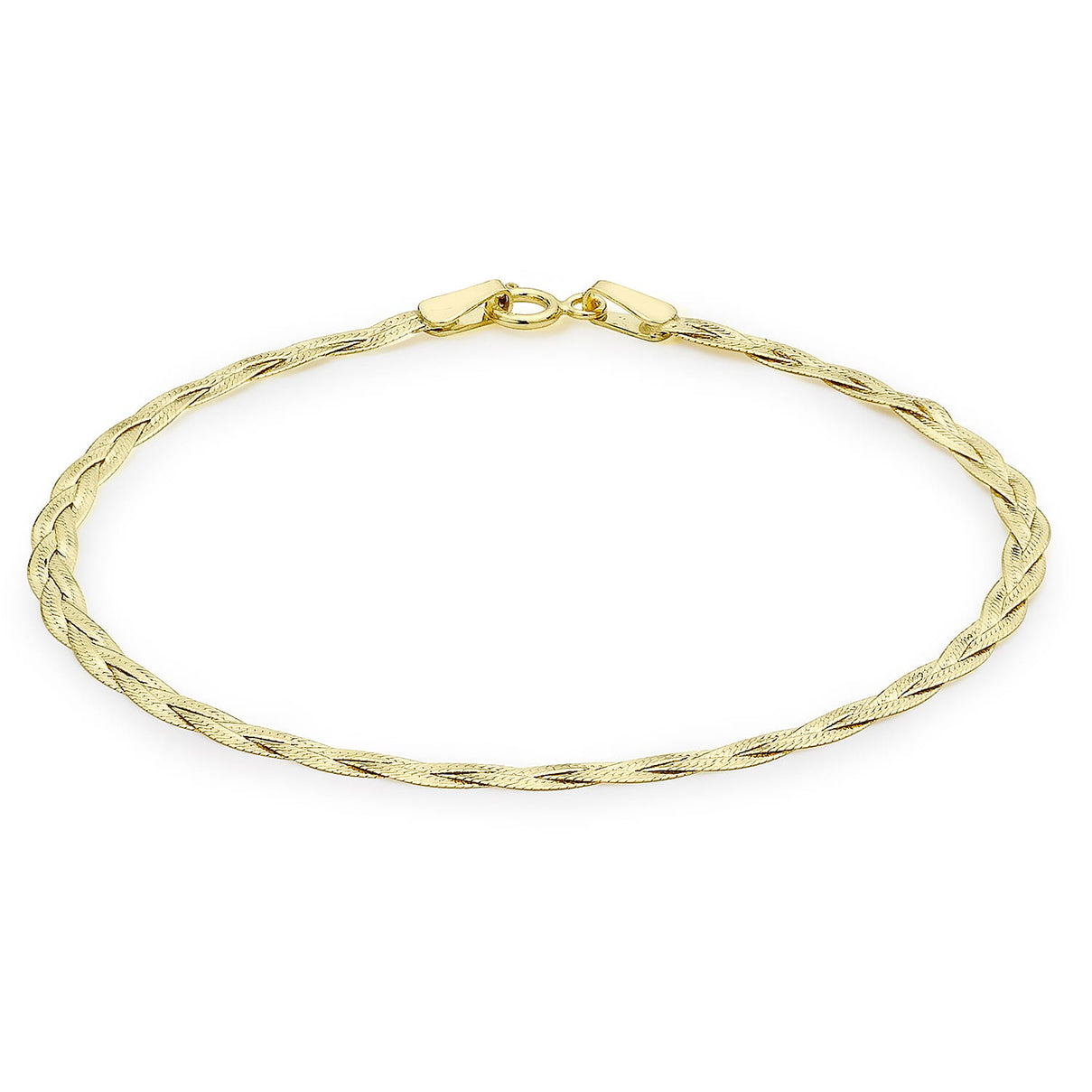 9K Yellow Gold Plait Fine Herringbone Bracelet 7 Inch 8894705 0