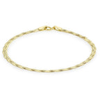 9K Yellow Gold Plait Fine Herringbone Bracelet 7 Inch
