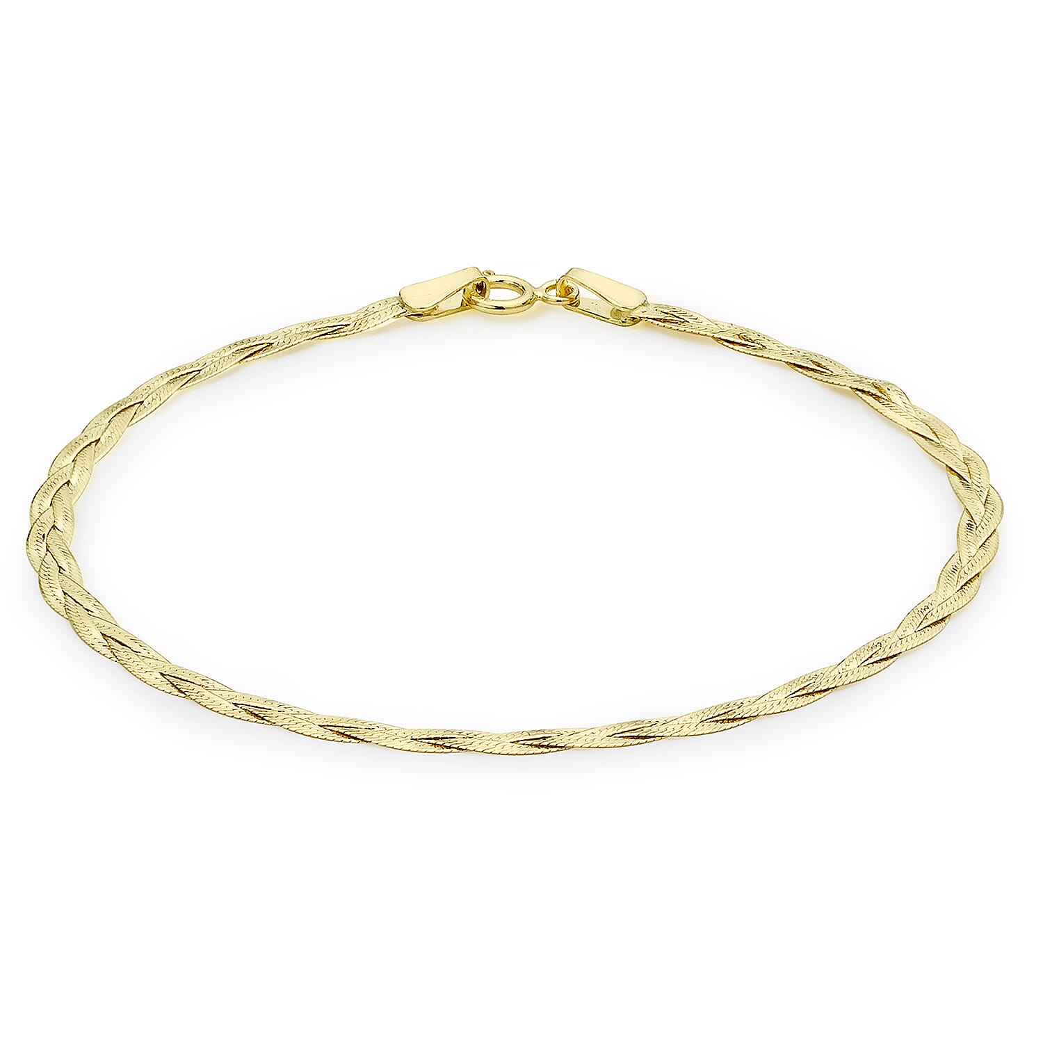 9K Yellow Gold Plait Fine Herringbone Bracelet 7 Inch 8894705 0