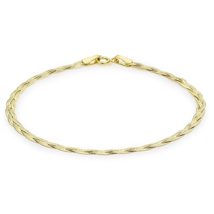9K Yellow Gold Plait Fine Herringbone Bracelet 7 Inch 8894705 1