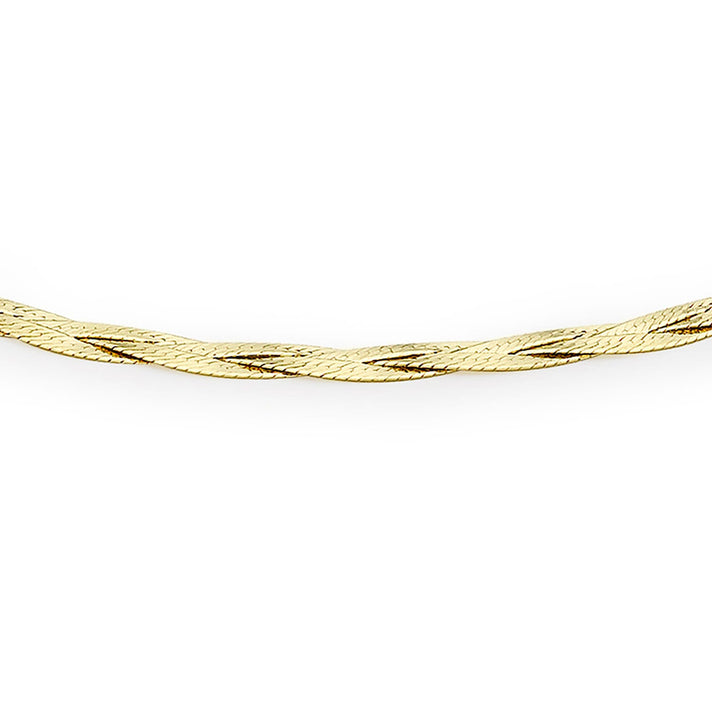 9K Yellow Gold Plait Fine Herringbone Bracelet 7 Inch 8894705 2