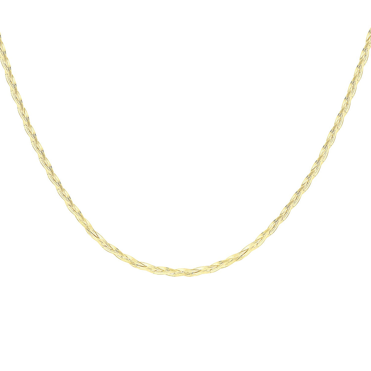 9K Yellow Gold Plait Herringbone Necklace 17 Inch 8894641 1