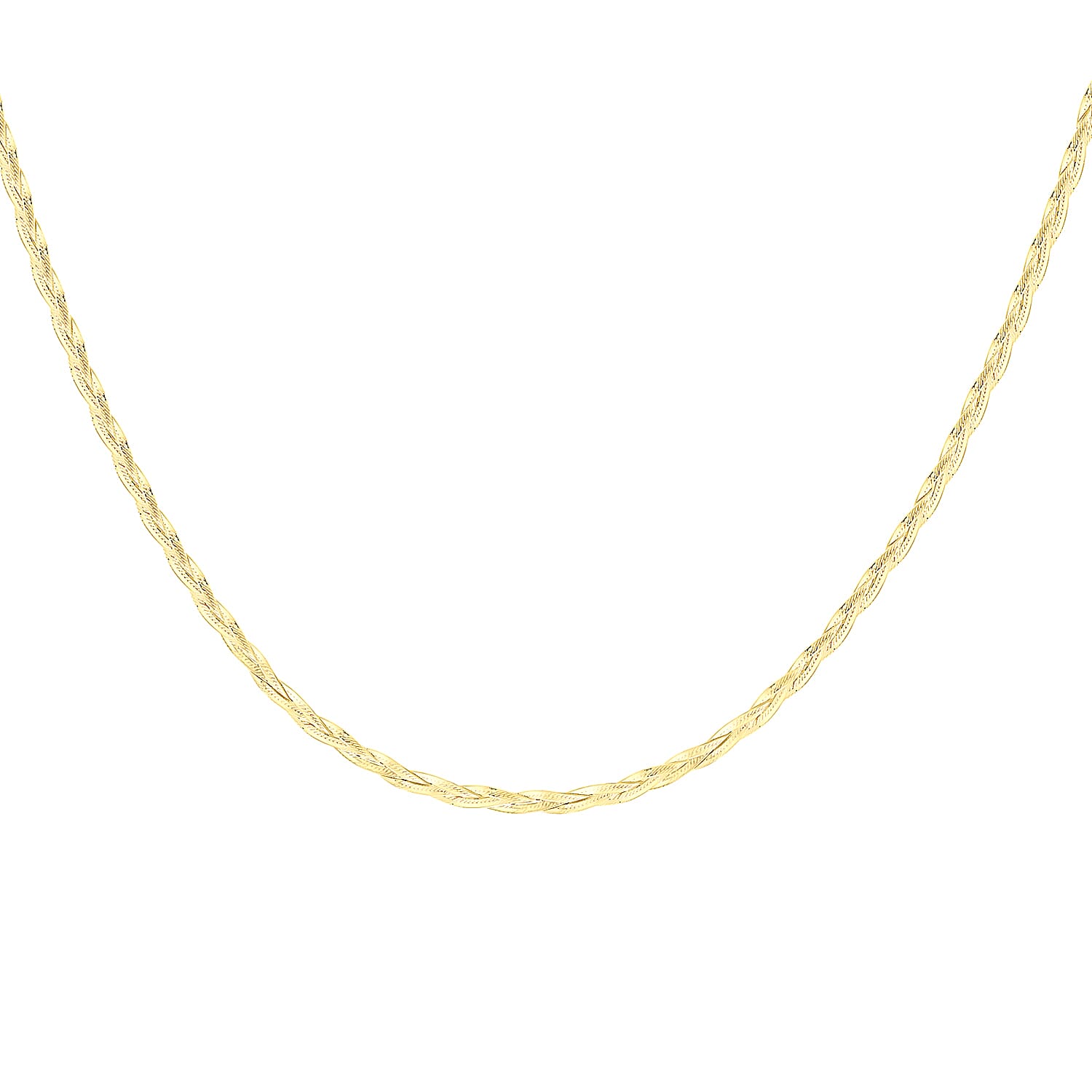 9K Yellow Gold Plait Herringbone Necklace 17 Inch 8894641 1
