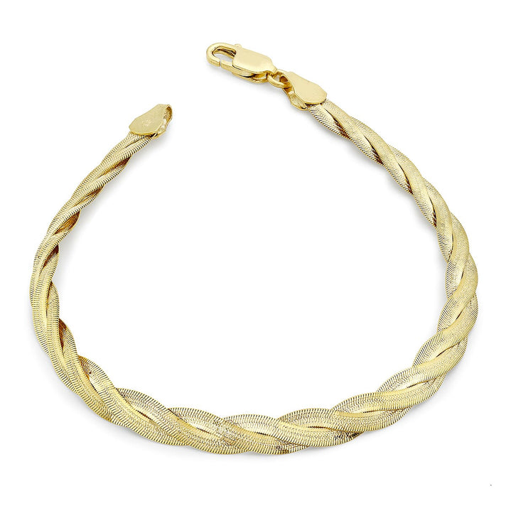 9K Yellow Gold Plait Patterned Herringbone Bracelet 7.5 Inch 8895045 1