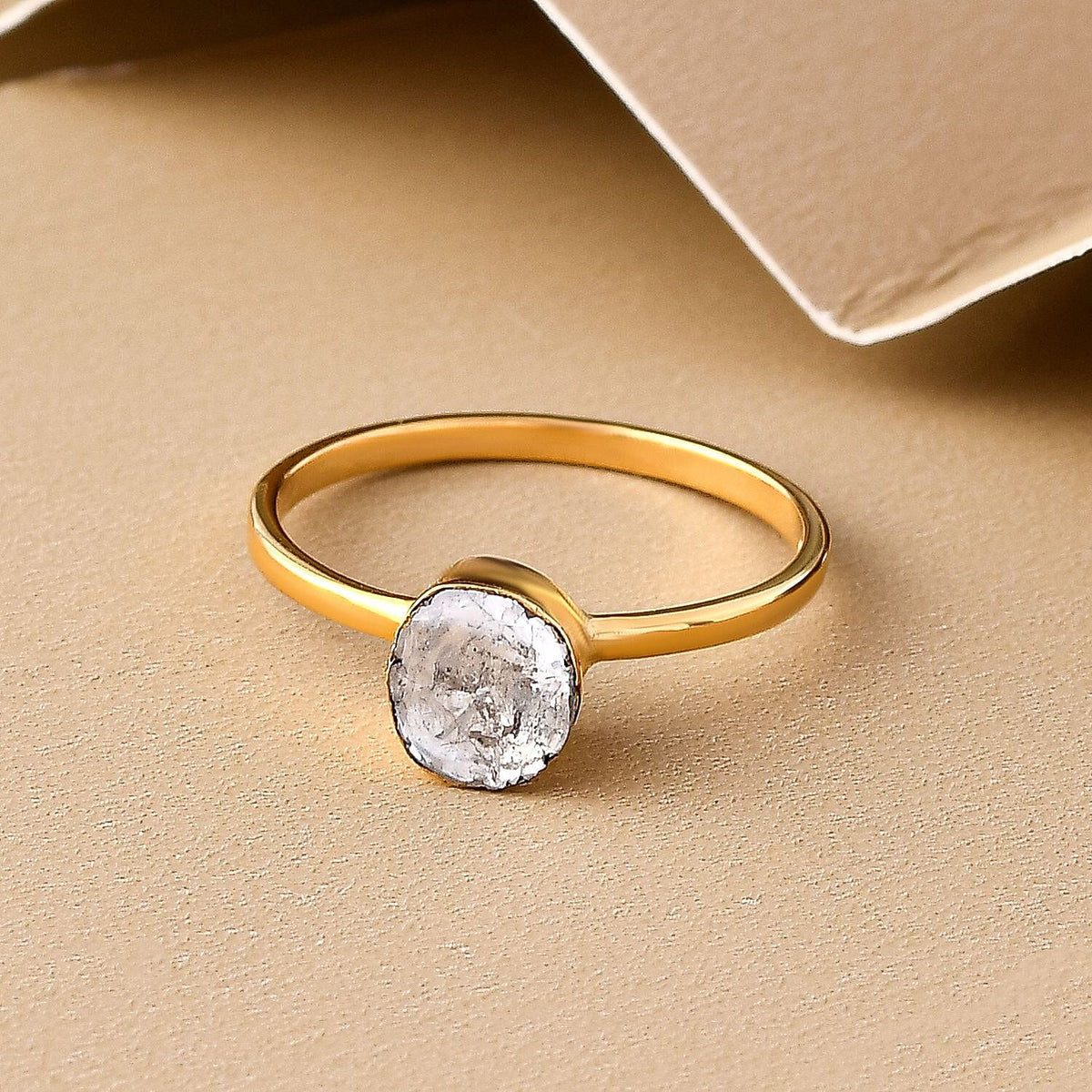 Artisan Crafted- 9K Yellow Gold Polki Diamond Solitaire Ring 7127017 2