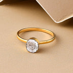 Artisan Crafted- 9K Yellow Gold Polki Diamond Solitaire Ring