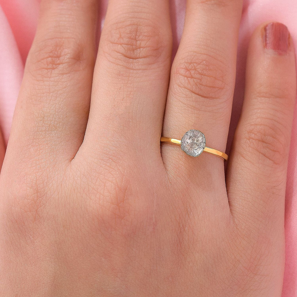 Artisan Crafted- 9K Yellow Gold Polki Diamond Solitaire Ring