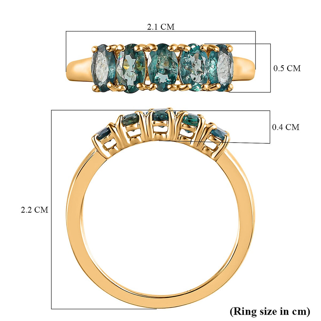 9K Yellow Gold Premium Alexandrite 5 Stone Ring 1.20 Ct.
