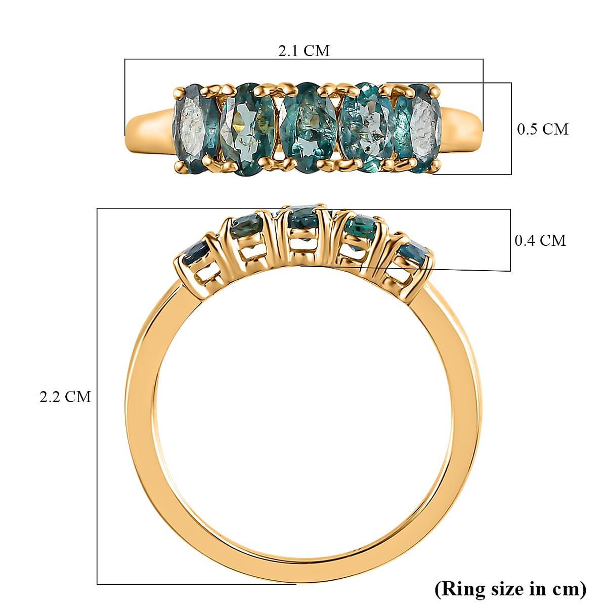 9K Yellow Gold Premium Alexandrite 5 Stone Ring 1.20 Ct. 7208801 11