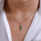 9K Yellow Gold AAA Gemfields Emerald 3 Stone Pendant 0.92 Ct.