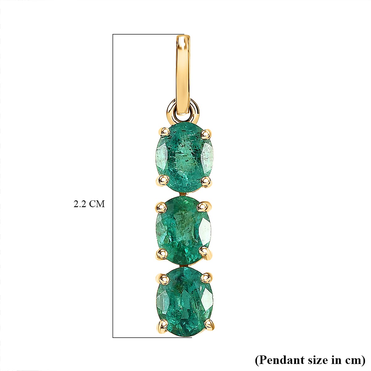 9K Yellow Gold AA Gemfields Emerald 3-Stone Pendant 7526798 12