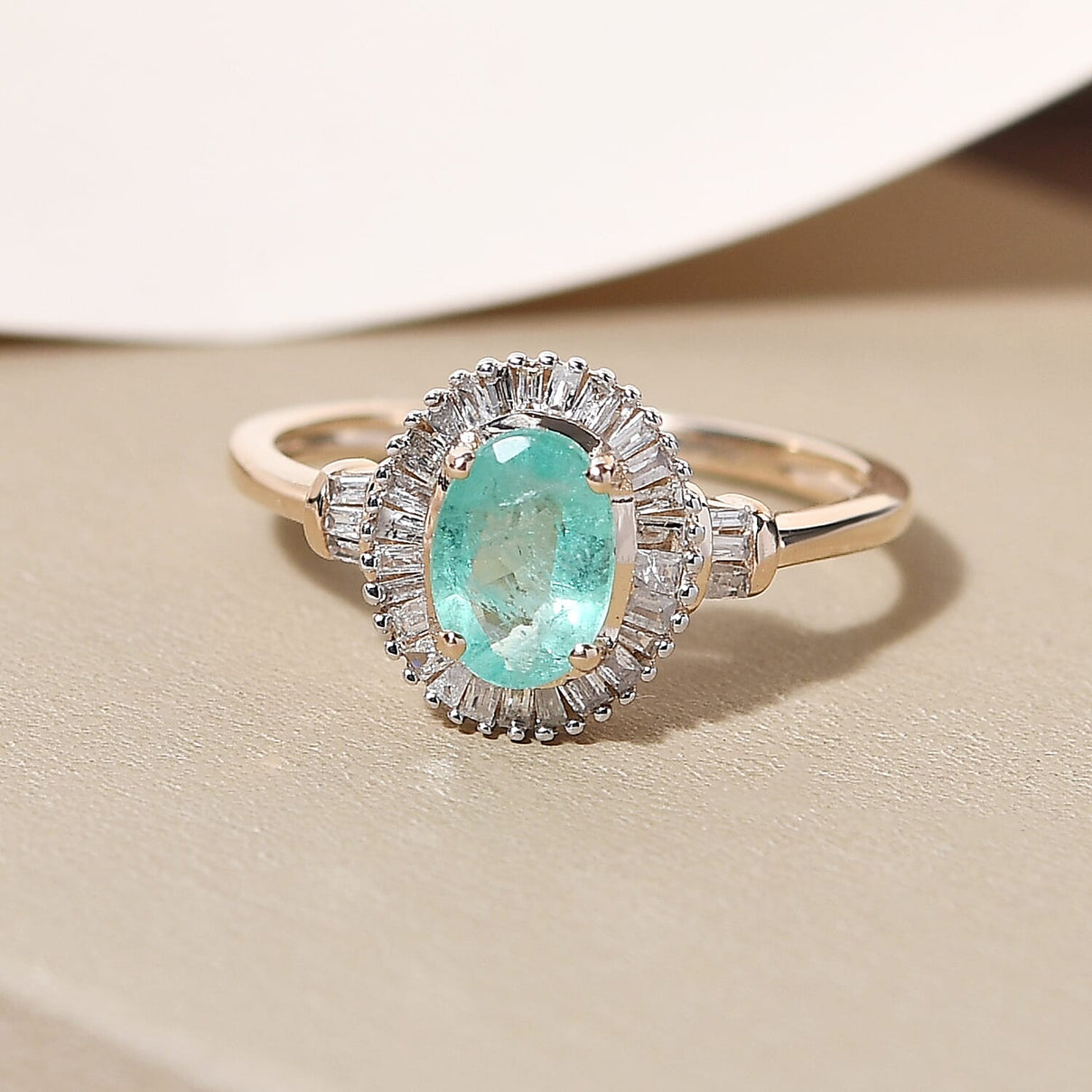 9K Yellow Gold Premium Ethiopian Emerald and Diamond Ring 8882002 2