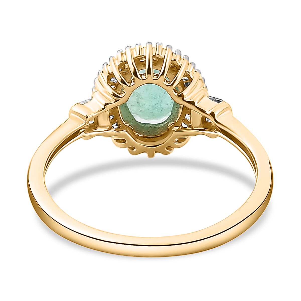9K Yellow Gold Premium Ethiopian Emerald and Diamond Ring 8882002 5