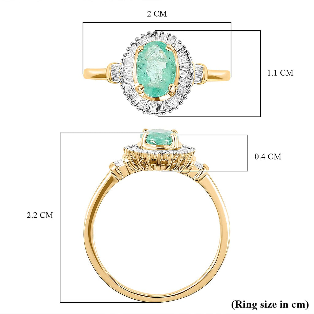 9K Yellow Gold Premium Ethiopian Emerald and Diamond Ring