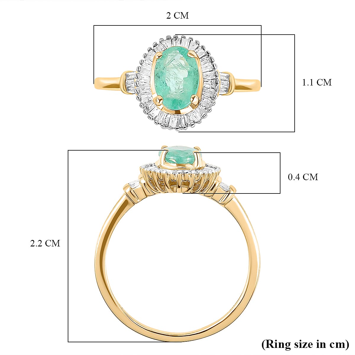 9K Yellow Gold Premium Ethiopian Emerald and Diamond Ring 8882002 6