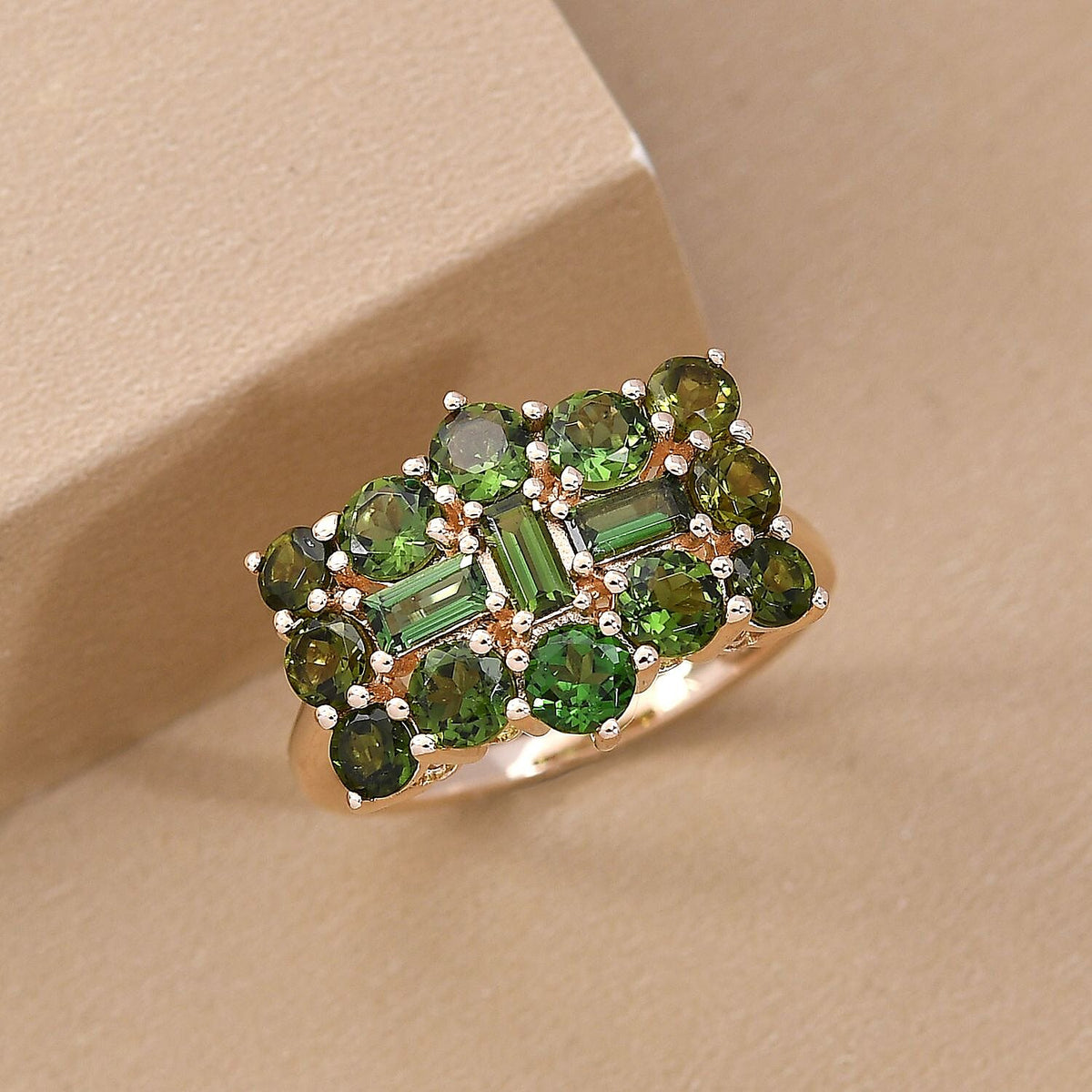 9K Yellow Gold Premium Green Tourmaline Boat Ring 2.11 Ct. 7044134 2