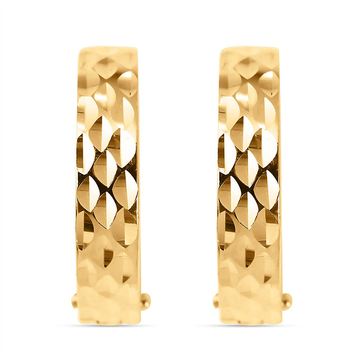 9K Yellow Gold Pyramid Creole Earrings 7602008 1