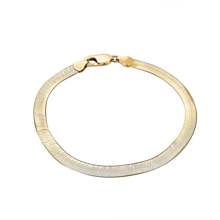 9K Yellow Gold Python Herringbone Bracelet (Size - 7.5) with Lobster Clasp 7676425 1