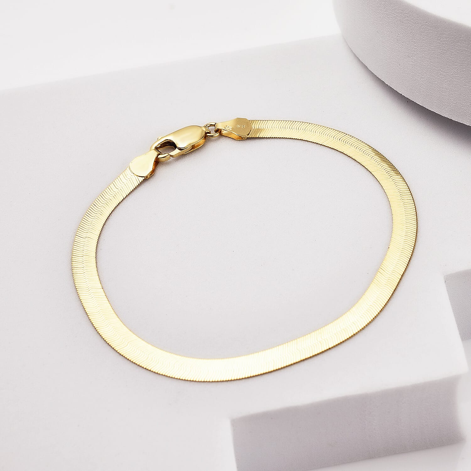 9K Yellow Gold Python Herringbone Bracelet (Size - 7.5) with Lobster Clasp 7676425 2