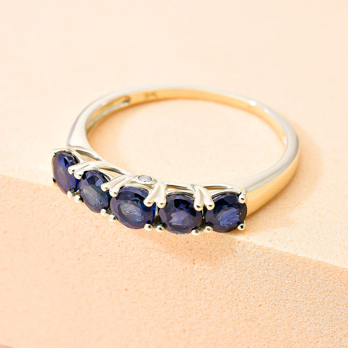 9K Yellow Gold Rare Ocean Teal Sapphire and Diamond Ring 1.52 Ct. 7028144 1