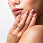9K Yellow Gold Rare Ocean Teal Sapphire and Diamond Ring 1.52 Ct.