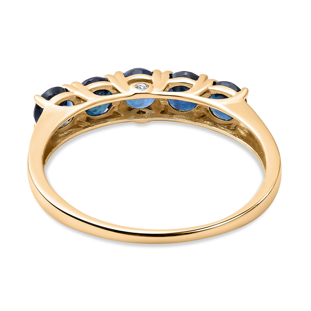 9K Yellow Gold Rare Ocean Teal Sapphire and Diamond Ring 1.52 Ct.