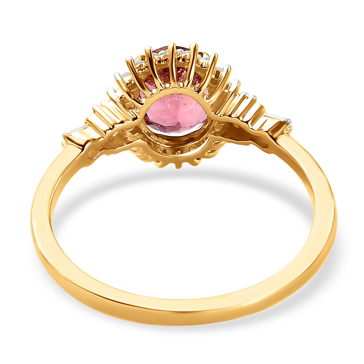 9K Yellow Gold Rare Pink Tourmaline and Diamond Ring 1.42 Ct. 8851268 5