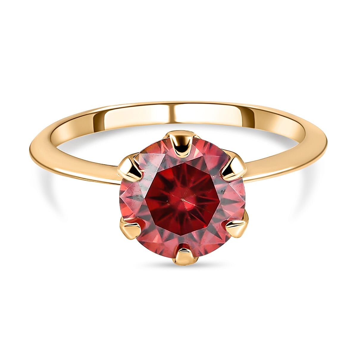 9K Yellow Gold Red Moissanite Solitaire Ring 1.72 Ct. 8860672 0