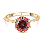9K Yellow Gold Red Moissanite Solitaire Ring 1.72 Ct.